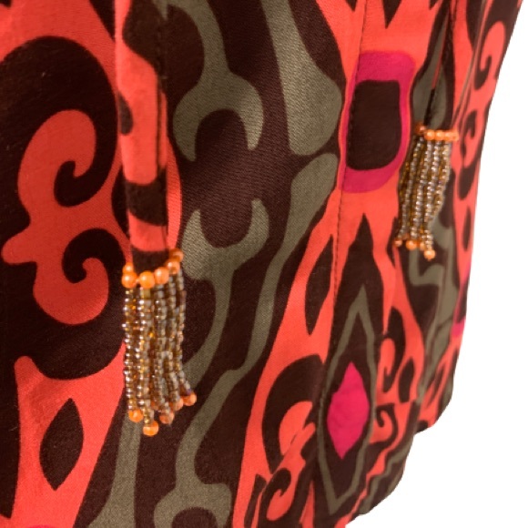 ESCAPADA Abstract Retro Vintage Inspired Design Beaded Tassel Shirt Sz XS EUC - Picture 12 of 13